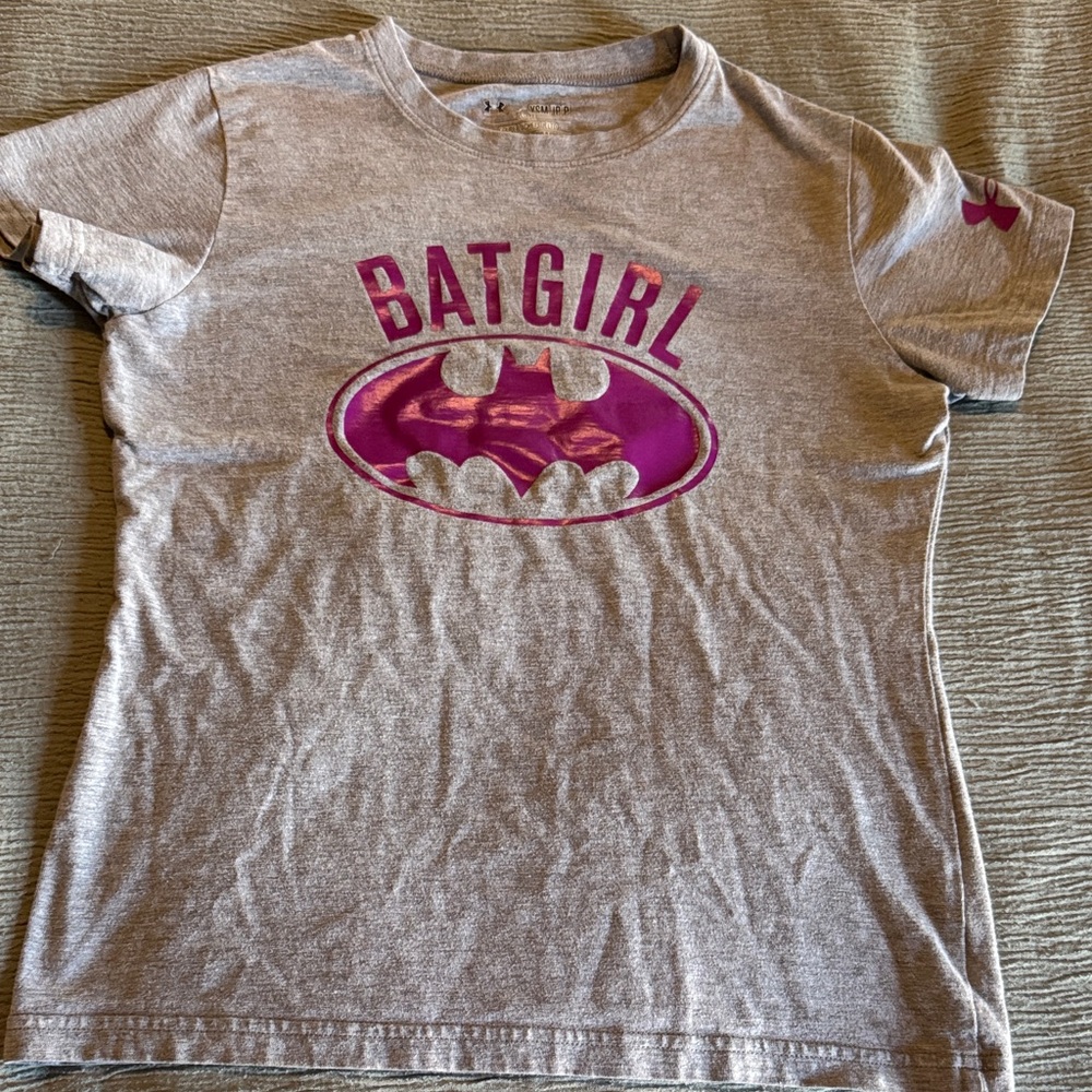 Under Armour Batgirl Pink Logo Gray Kids T-Shirt